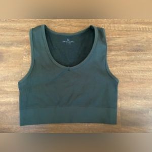 Forest Green Woven Tank Sports Bra